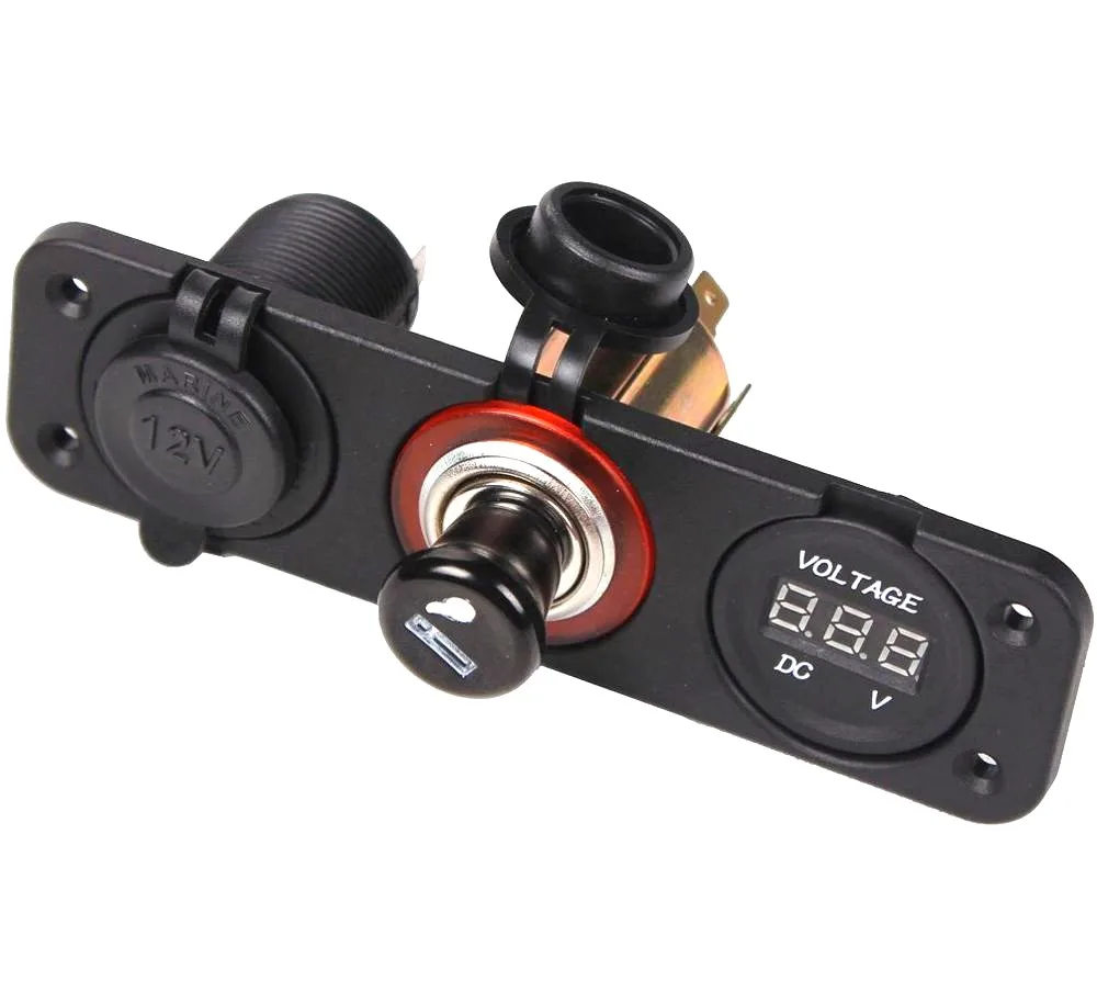 12v 3 port motorcycle motorbike car charger led digital voltmeter socket cigarette lighter for car marine truck rv