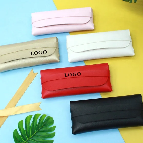 New fashion eyewear bag black glasses pouch custom logo pu leather soft sunglasses case