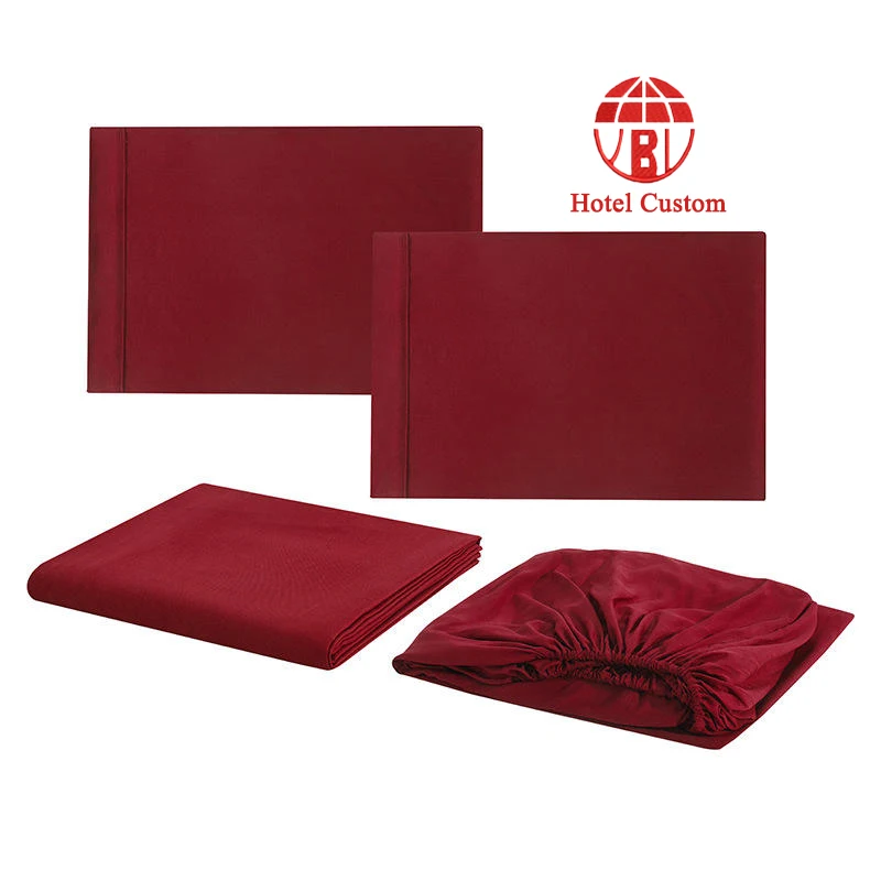 Набор льняных простыней для отеля роскошные постельные принадлежности белые простыни из полиэстера красные комплекты постельного белья 4