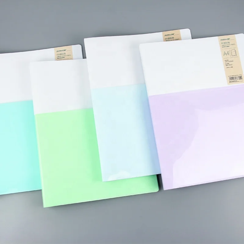 Пластиковая папка для файлов серии Макарон карманного типа с прозрачным внутренним карманом