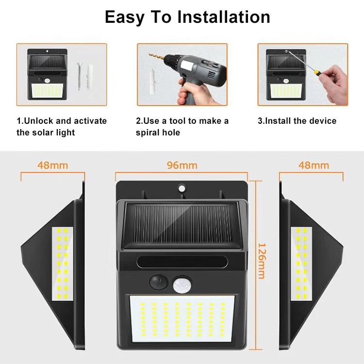 100 Leds waterproof lamp outdoor wall garden motion sensor led solar light