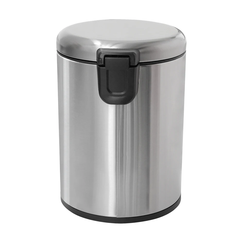 5L Bathroom Garbage Can Foot Pedal Stainless Steel Step Trash Bin for Bedroom Toilet, Kitchen, Waste Basket w