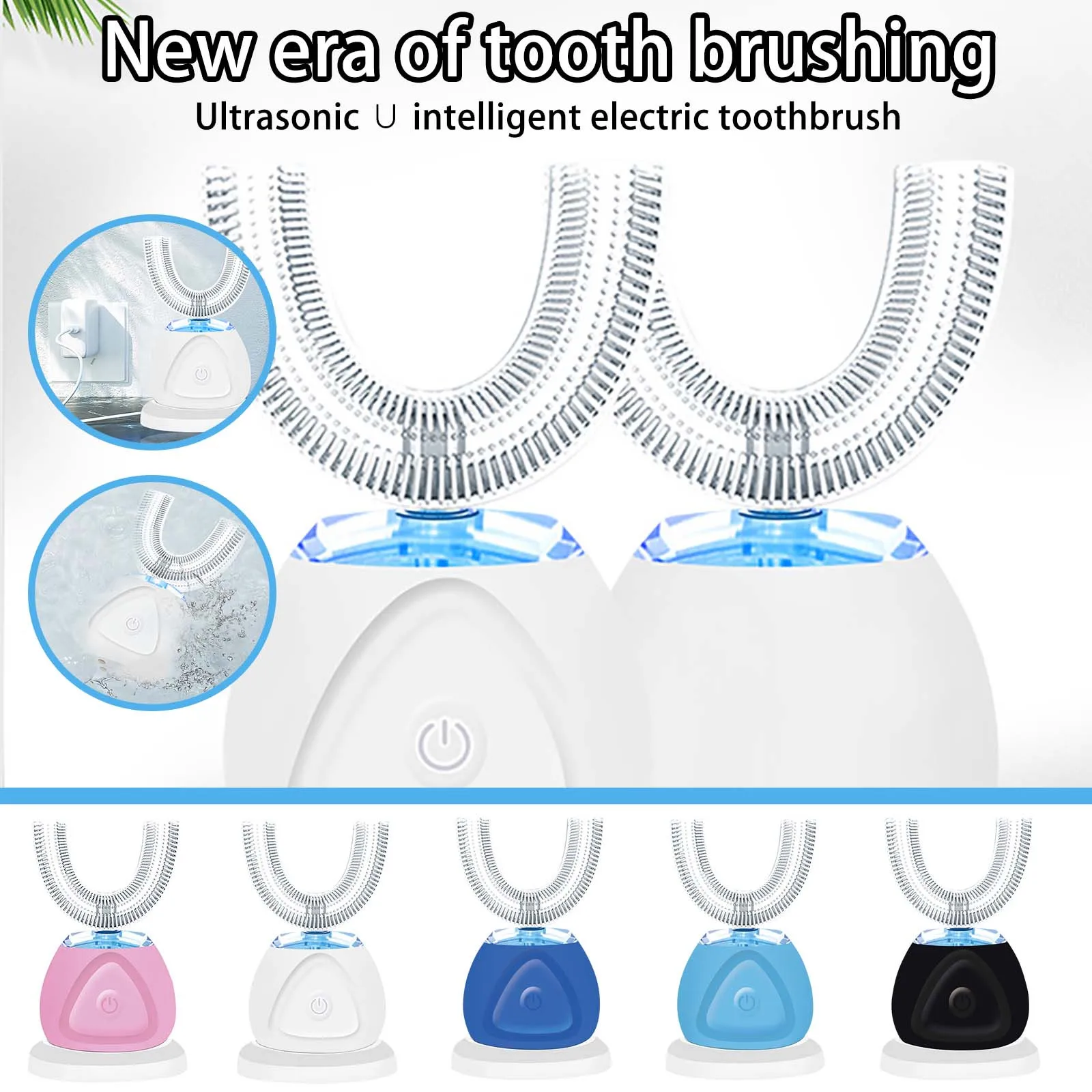 360 Degree Food Grade U Shape Silicone Adult Oem Electric Toothbrush