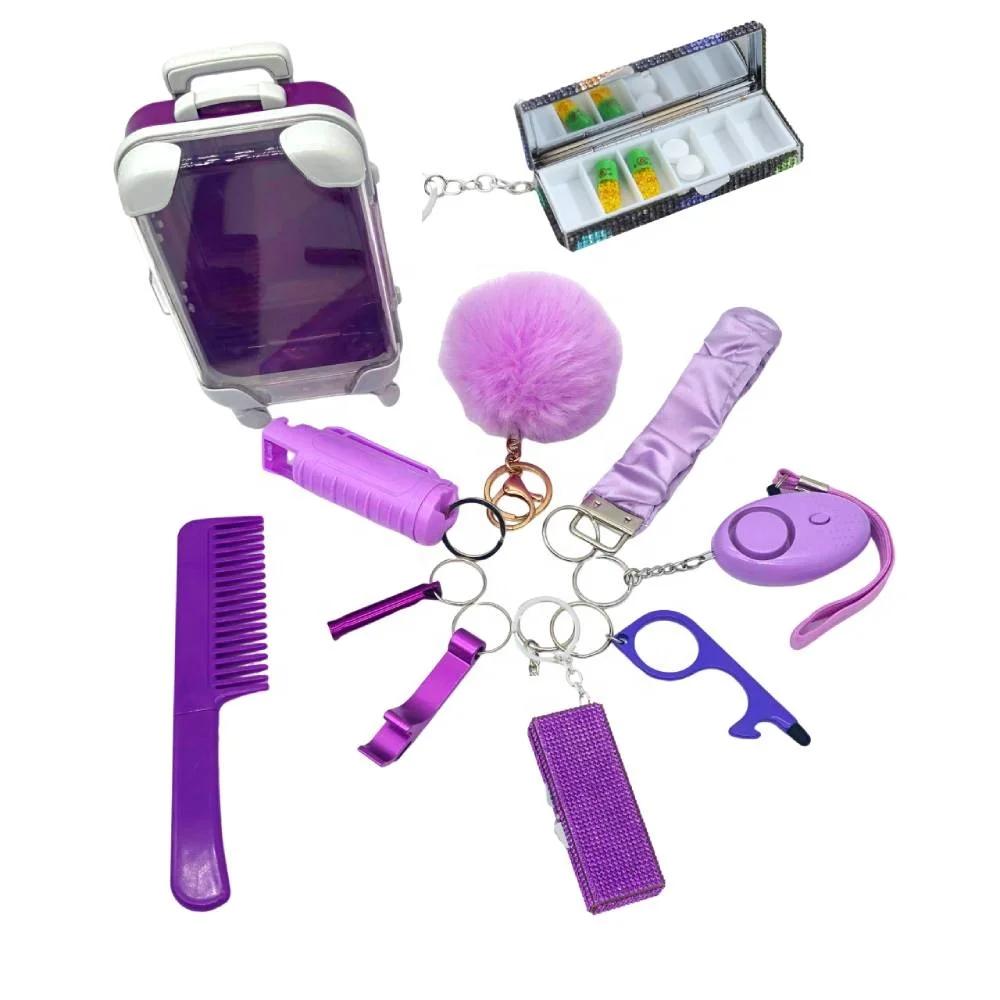 Promotional Customized Metal Bottle Opener Keychain Plastic Perfume Spray Bottle Shell Safety Self Defense Keychain for Women