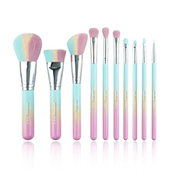 Manufacturer Supplier 10 Pieces Rainbow Gold Set Waterproof Foundation Makeup Brushes Custom Logo