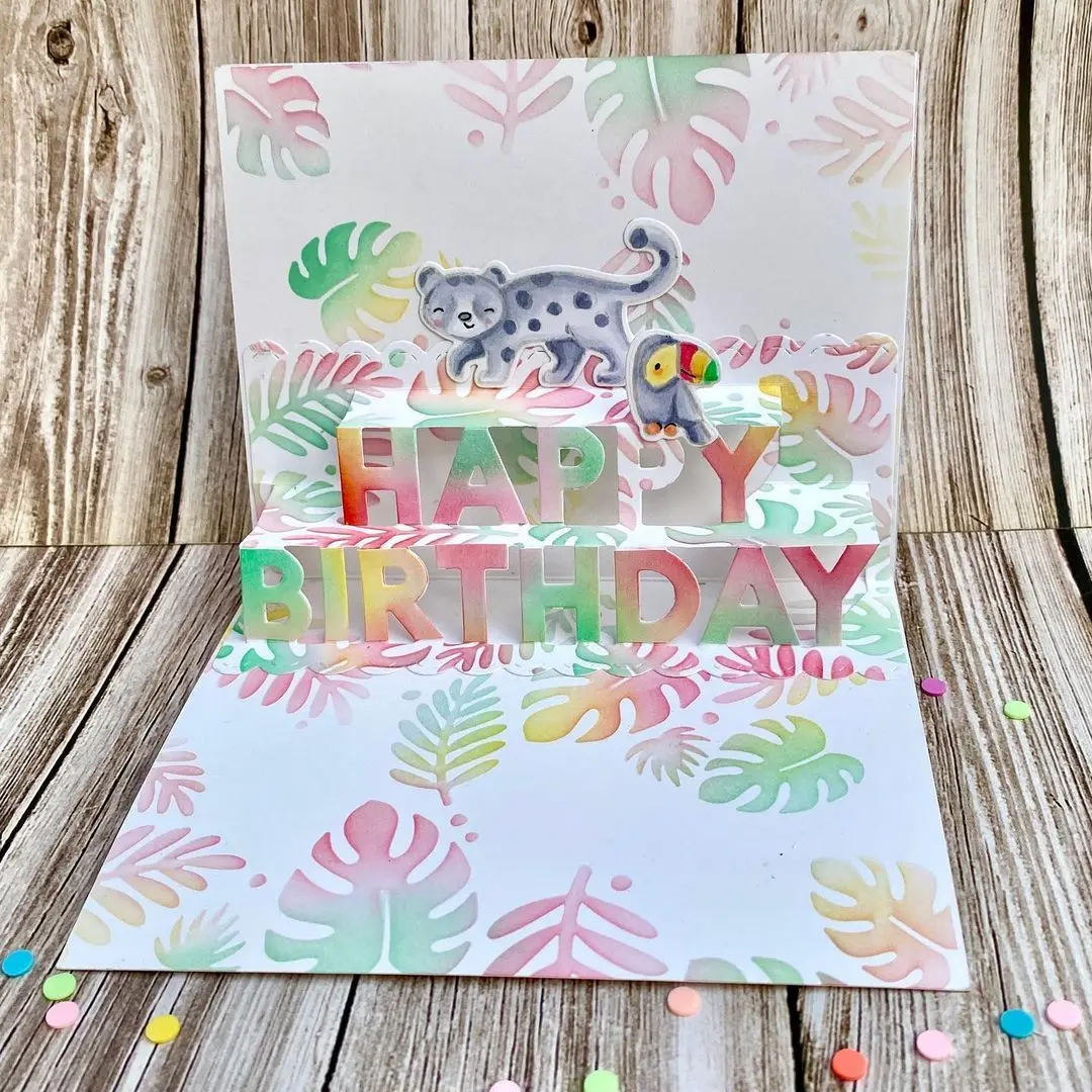 Custom Bulk Cherry Happy Birthday Card Cake 3D Greeting Pop Up Card With Blank Note And Envelope