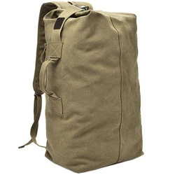 wholesale low moq custom khaki canvas men retro hiking travel backpack large outdoor camping waterproof rucksack bag with logo
