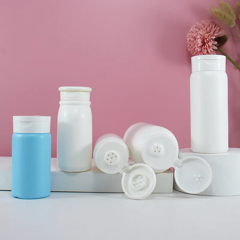 Flip Top Cap 40g 100g 200ml PE plastic baby talcum powder bottle with cap for body loose powder bottle