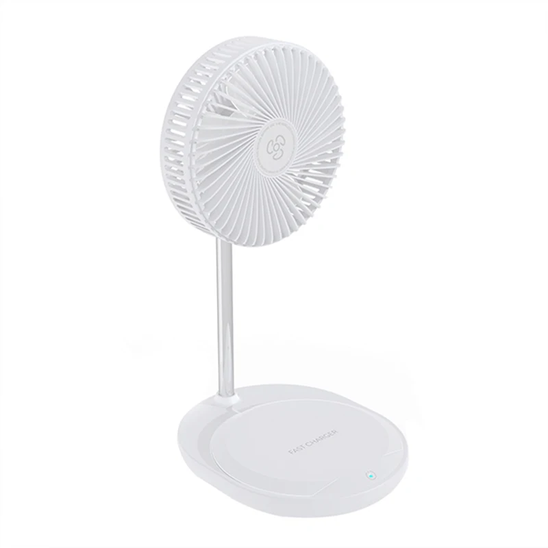 Hot Selling 2 in 1 Portable Mini Desk Fan with Wireless Charger Three Speed Touch Adjustment Control Table Fan