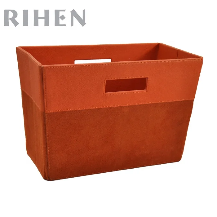 Factory Wholesale Desktop Organizer Magazine Rack PU Leather Office Counter Bookcase Display Shelf Rack for Home office