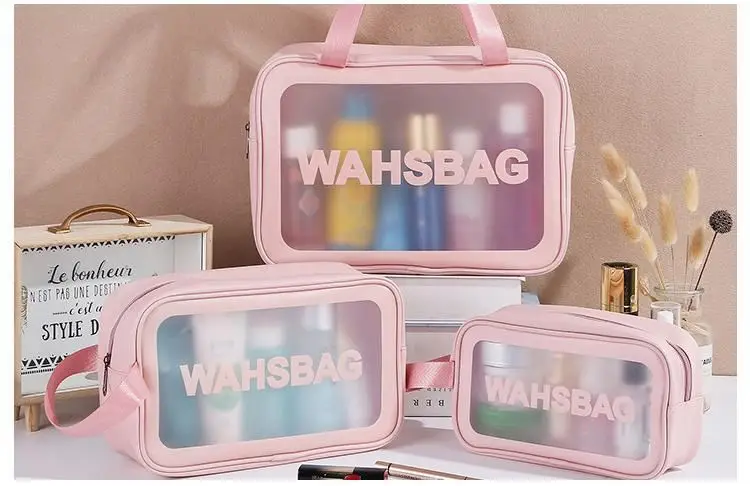 wholesale custom PVC clear cosmetic bag with logo travel cosmetic bag 3pcs set cosmetic gift bags