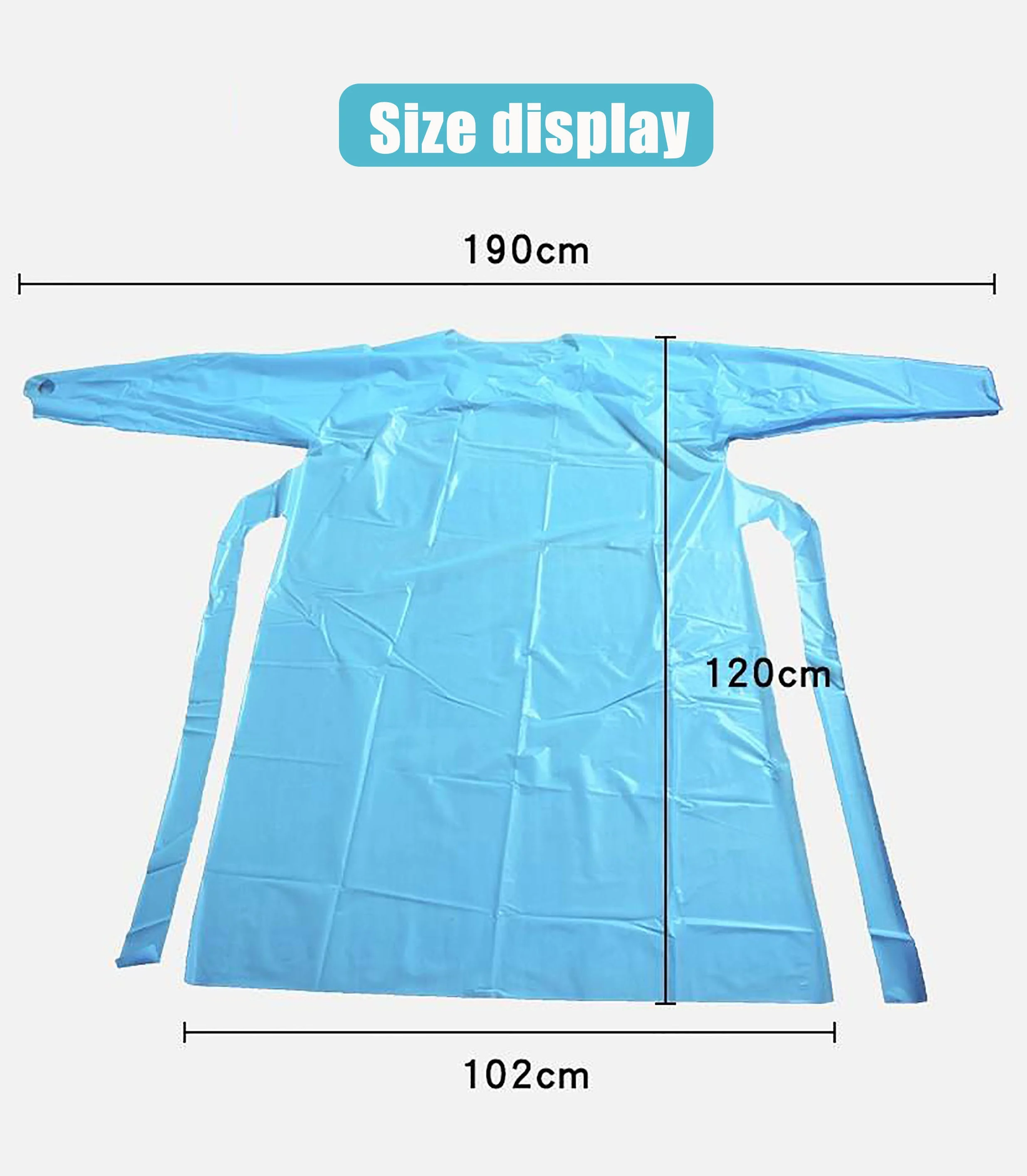 Disposable waterproof CPE isolation gown with Thumb Loop Long Sleeves