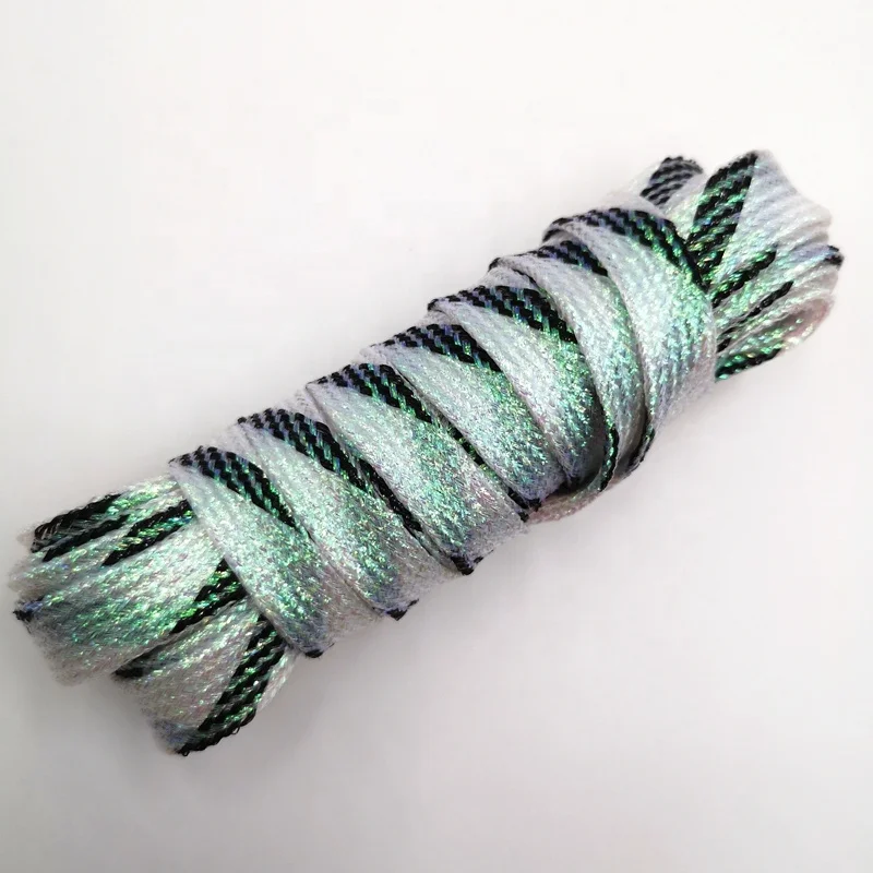 Glowing in the light silver metallic gold glitter shoe laces