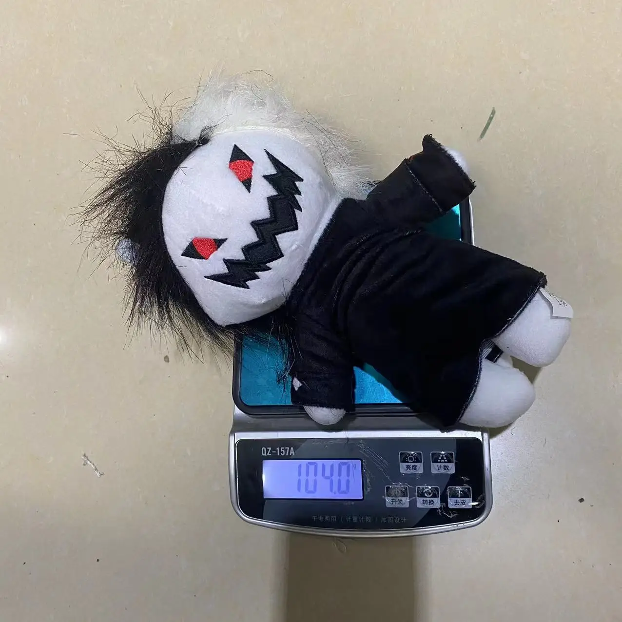 Zxc Cat Plush toy Scary Bared Teeth Zxc Cat Halloween Horror Plush Doll Decoration Black and White Devil Horror Cat Stuffed Doll