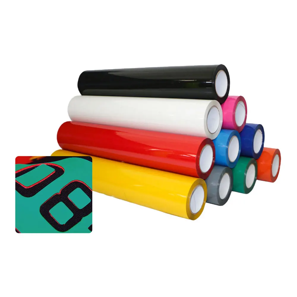 Custom Logo Reusable Wholesale 3D PU Raised Silicone T Shirt Vinyl Heat-Transferable Textile Printing Heat Transfer Sticker film