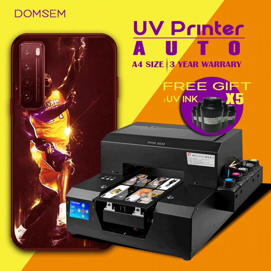 DOMSEM A4 UV Printers golf ball printer UV inkjet flatbed machine with printing tray jig