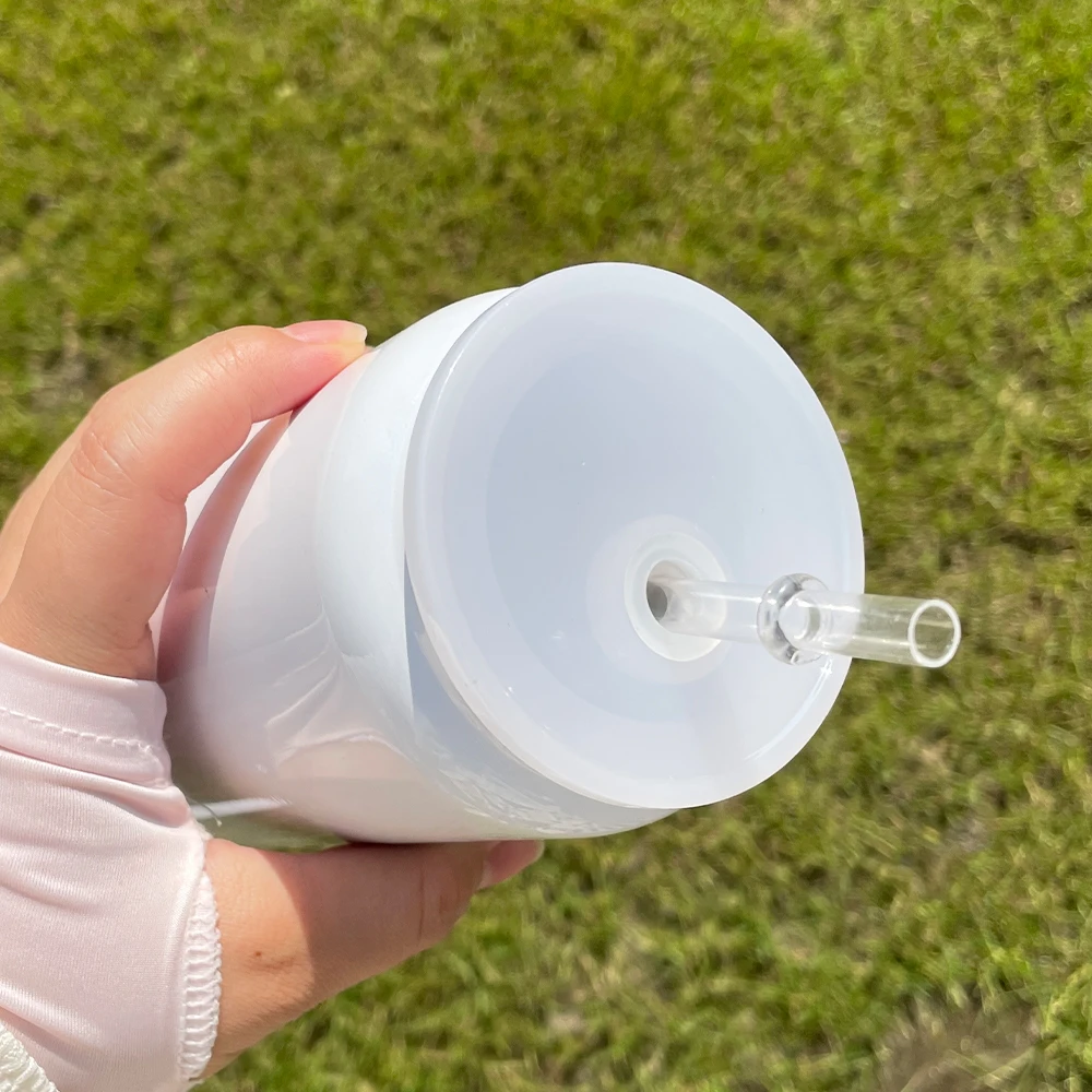 US warehouse 16oz stainless steel can tumbler white sublimation 16oz Metal Beer Can Tumbler with pp plastic lids and bamboo lids