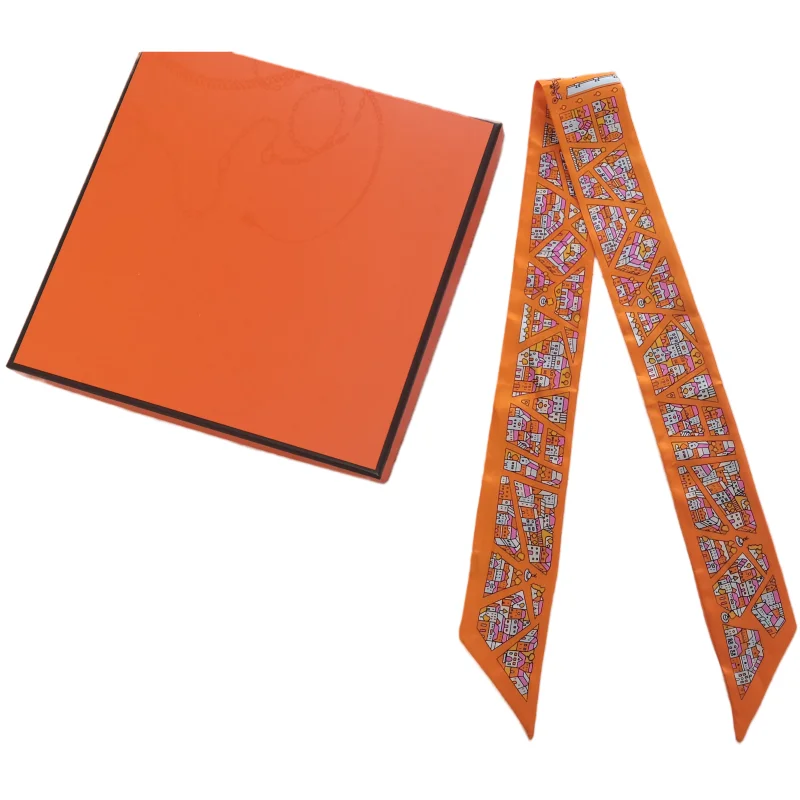 Orange Color High Quality 100% Silk Neck Scarf  Silk Bag scarf Silk Hair Scarf