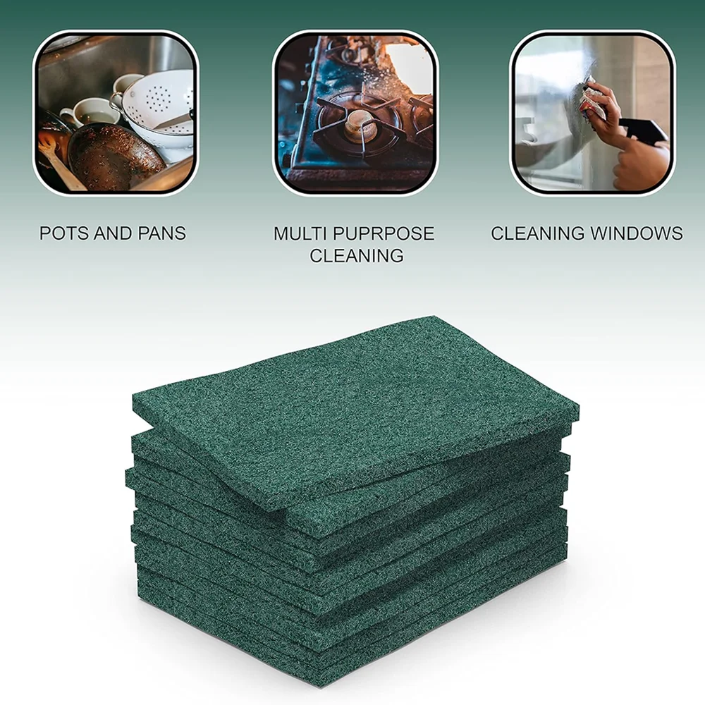 Kitchen Household Cleaning Nylon Fiber Sponge Grease Stains Dish Washing Scrubber Scouring Pads Heavy Duty Cleaning Sponges