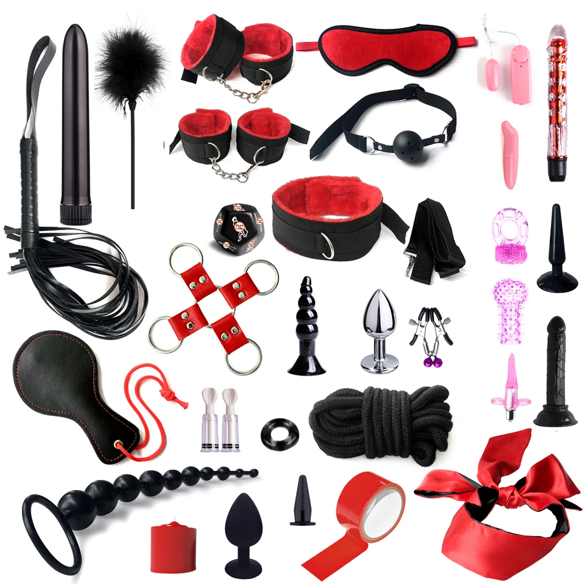 32PCS Sexy BDSM Kits Bondage Set Sex Toys Handcuffs Sex Games Whip Gag Nipple Clamps Sex Toys For Couples Erotic Accessories