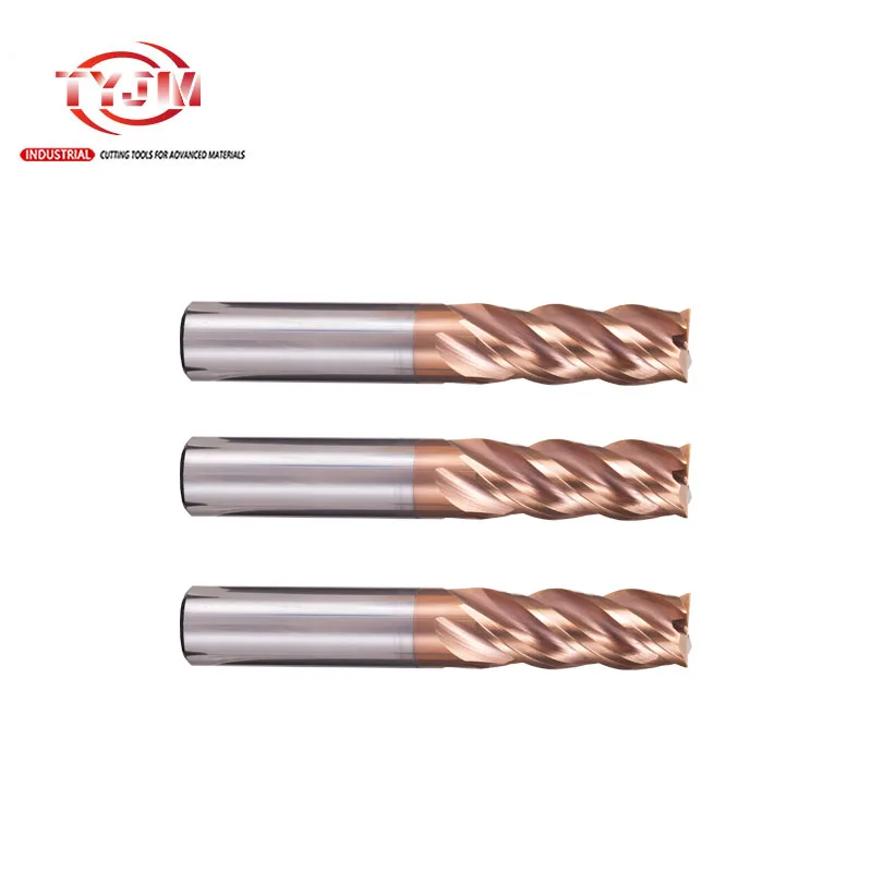 Tungsten Carbide Colorful U-groove 4 Flutes End Mill Precision CNC Milling Cutter HRC 55