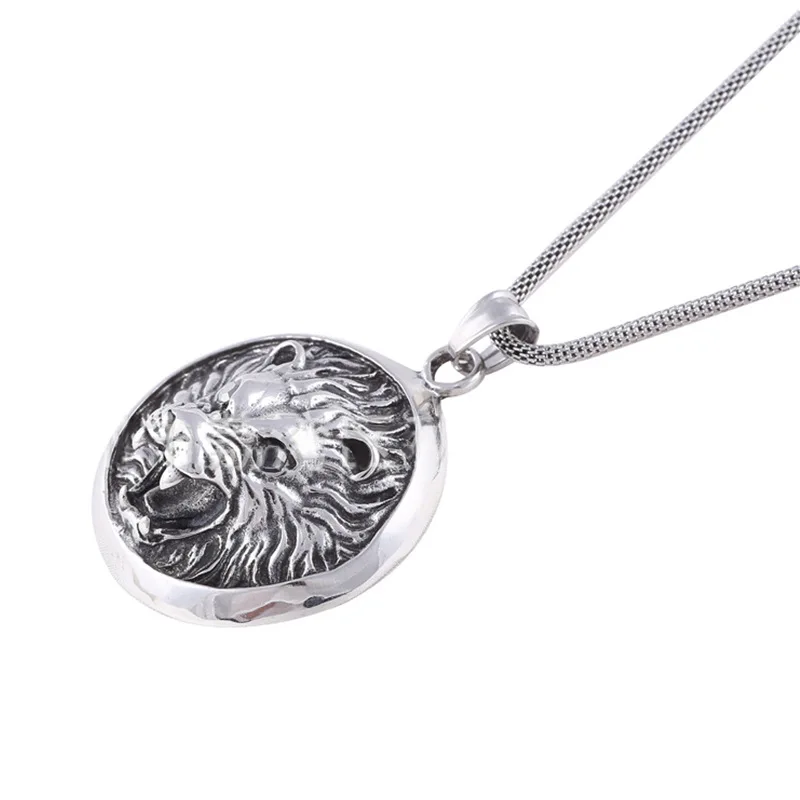 316L Stainless Steel Huge Lion Knight King Mens Biker Punk Pendant 6T006C JP