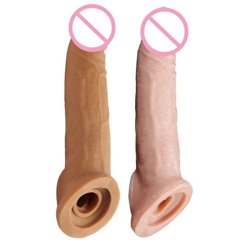 21cm Enlargement Penis Extender Sleeve Reusable Condom Delay Ejaculation Sex Toys For Men Intimate Goods Sex Shop