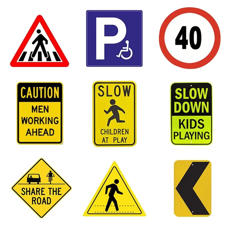 Manufacturer Price Aluminum Road Sign Manufacturer Safety Warning Signal Board Reflective Traffic Parking Sign Customization