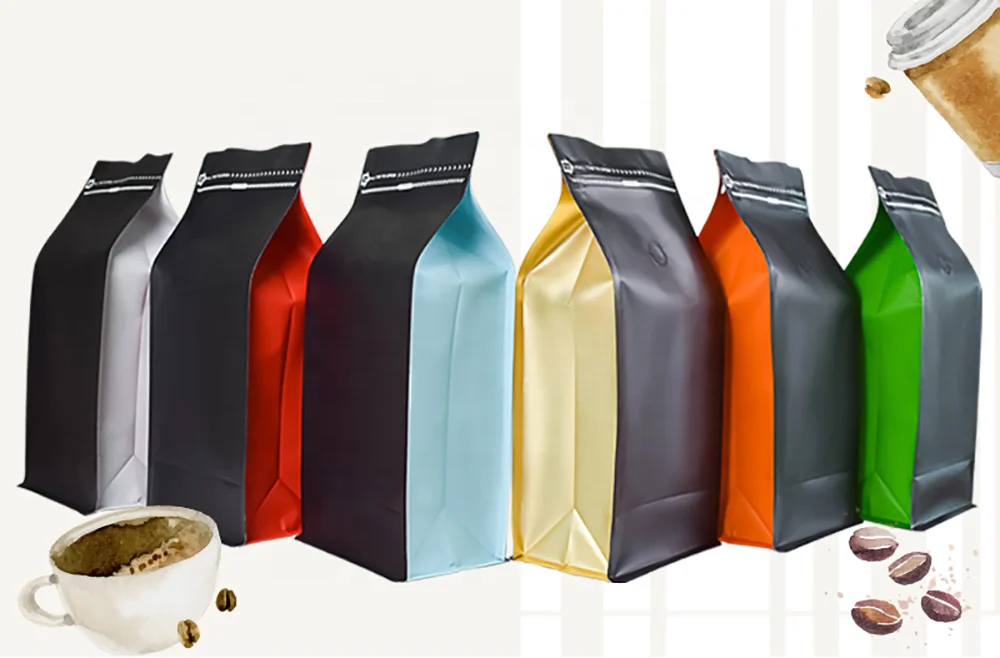 Custom Coffee Packaging Bag 12oz 5LB Bolsa De Cafe 250g 1kg Flat Bottom Coffee Bags With Valve And Zipper Coffee Bean Packaging