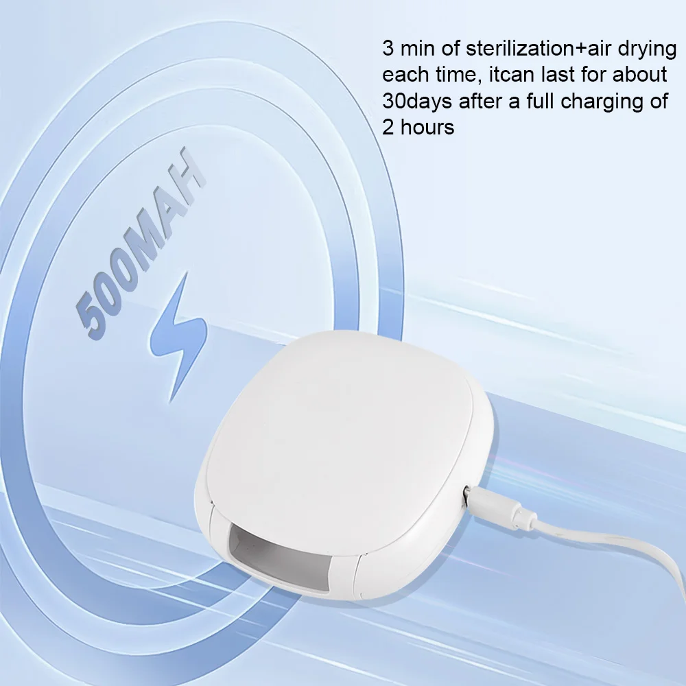 Portable UVC Mini Toothbrush sterilizer wtih Two Slots Compact Sanitizer for toothbrush razor and jewelry