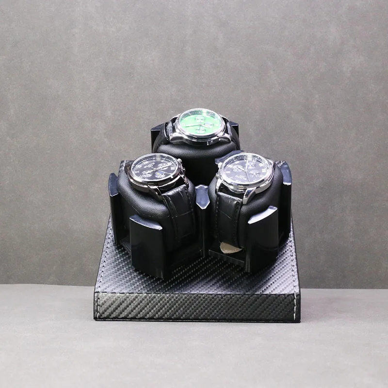 Wholesale Automatic 3-Slot Carbon Fiber PU Leather Watch Winder Case Premium Watch Boxes & Cases