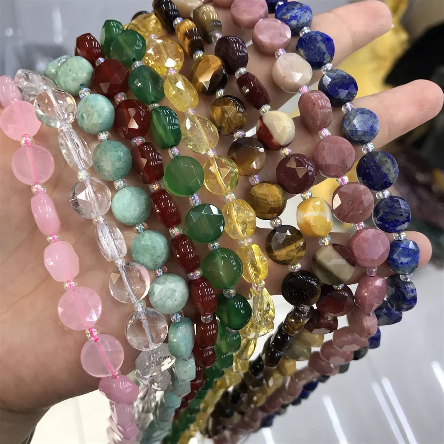 Wholesale Natural Stone 10*10*5mm Circle Faceted Stone Beads Square Beads Gemstone Loose Square Stone Beads for Jewelry Making