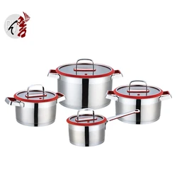 Straight Body Stainless Steel Cookware Set with Anti Scald Silicone Handle for Induction Cooker