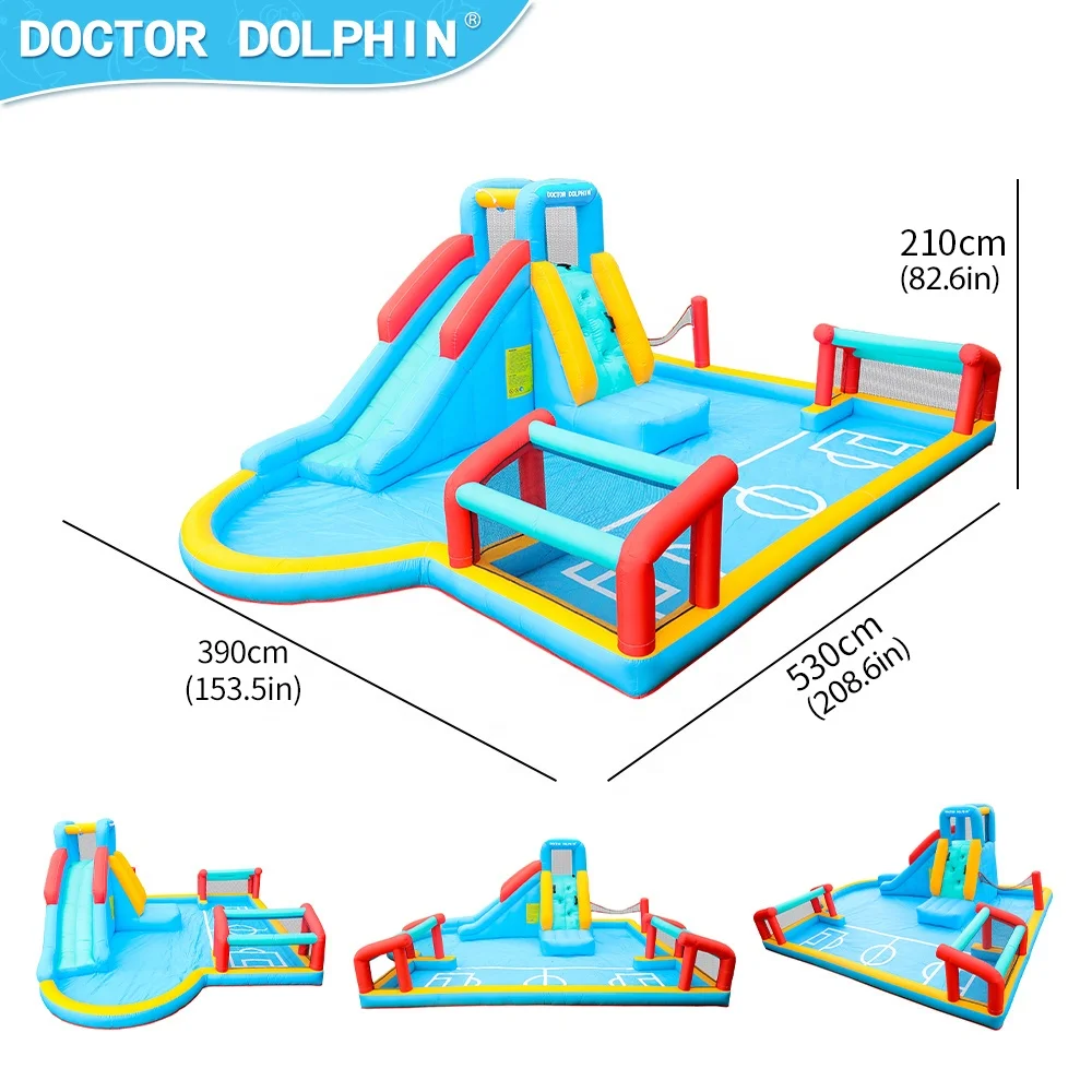 Doctor Dolphin Entertainment Children Water Spray Slide Inflatable Jumping Castle Bouncer Trampoline Bounce House Combination