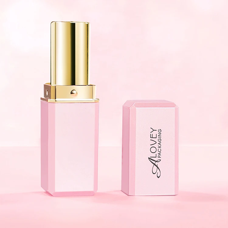 Alovey Cosmetic Containers Free sample Make your own empty square small sweet pink lipstick tube