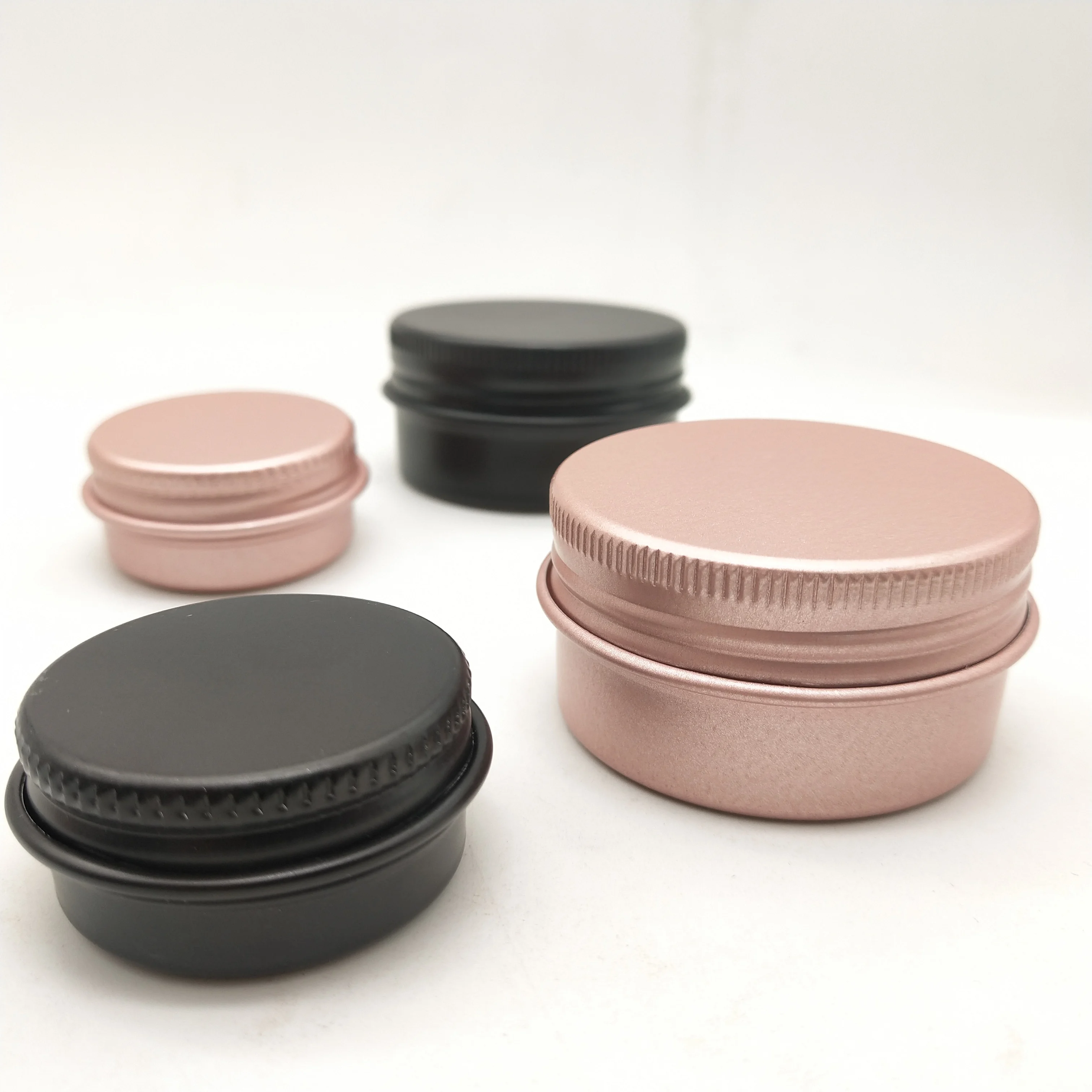 In Stock Free Sample 5-250ml Black  Aluminum Jar with Screw Lid Pomade Storage Aluminum Container Tin