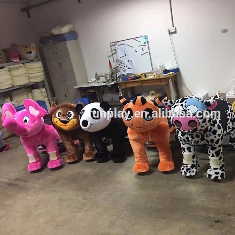 Large Plush Electric Ride Toy for Kids Horse and Bear Shopping Mall Coin Operated Animals Big Size Stuffed Walking Animals