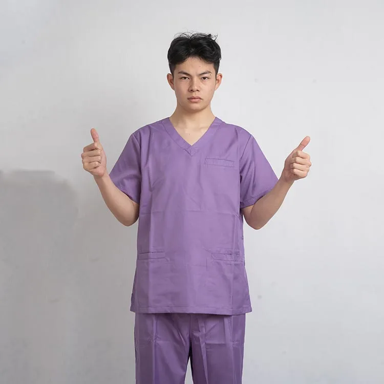 Custom Wholesale Disposable Surgical hospital clothes uniform Suit Purple color surgical gown Comfortable medical scrubs