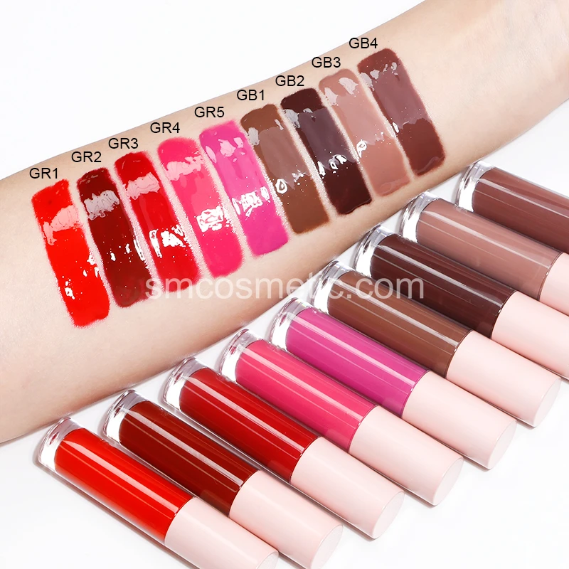 W Dark Brown Lip Gloss Vendors  Clear customized lip gloss boxes packaging lip gloss with big brush vegan cruelty free