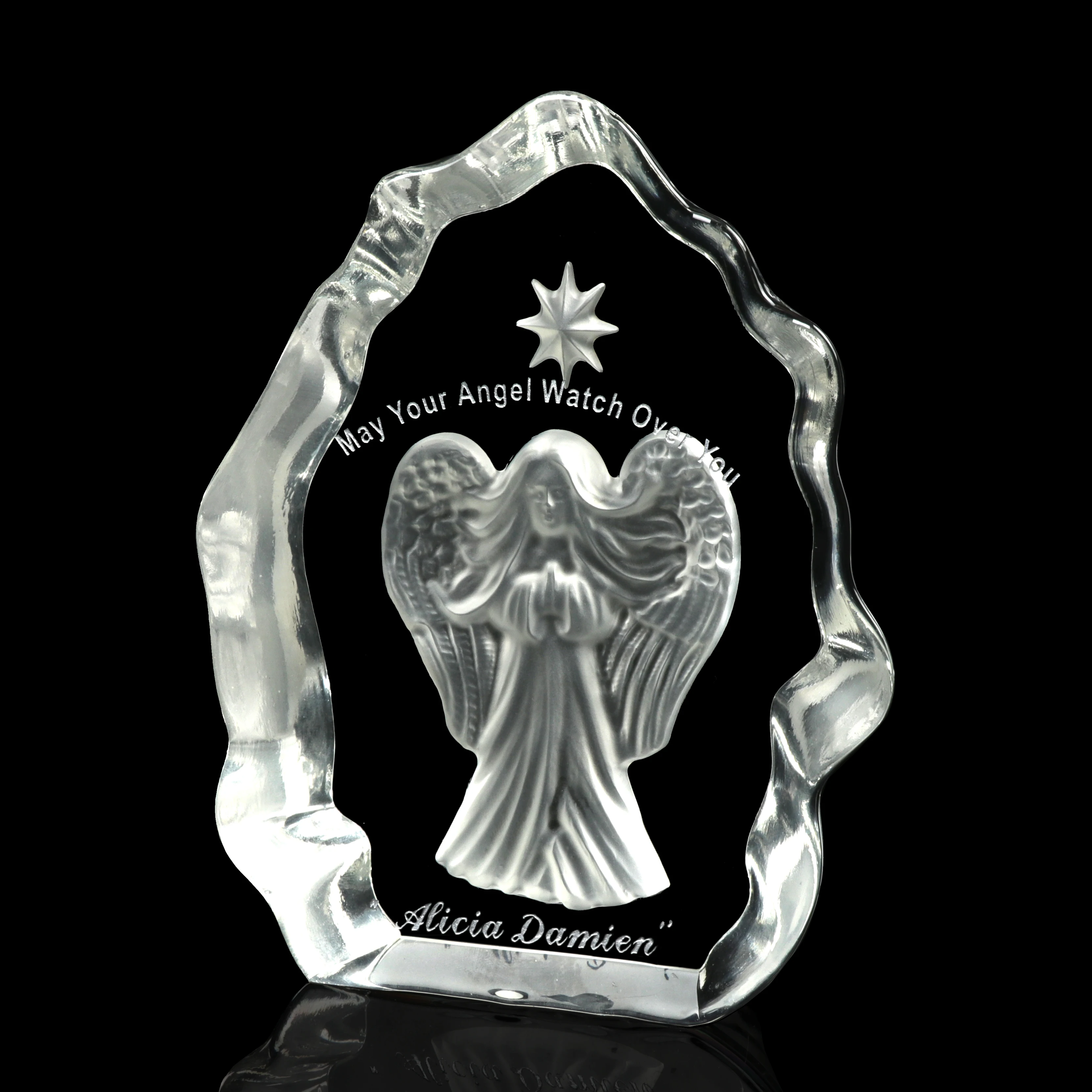 clear glass stock wholesale small crystal praying angel standing for christmas gifts