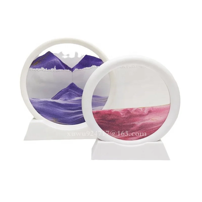5 inches Wholesale White Frame Black Frame Quicksand Painting Ornament Crafts 3D Moving Scene Gift Round Quicksand Painting