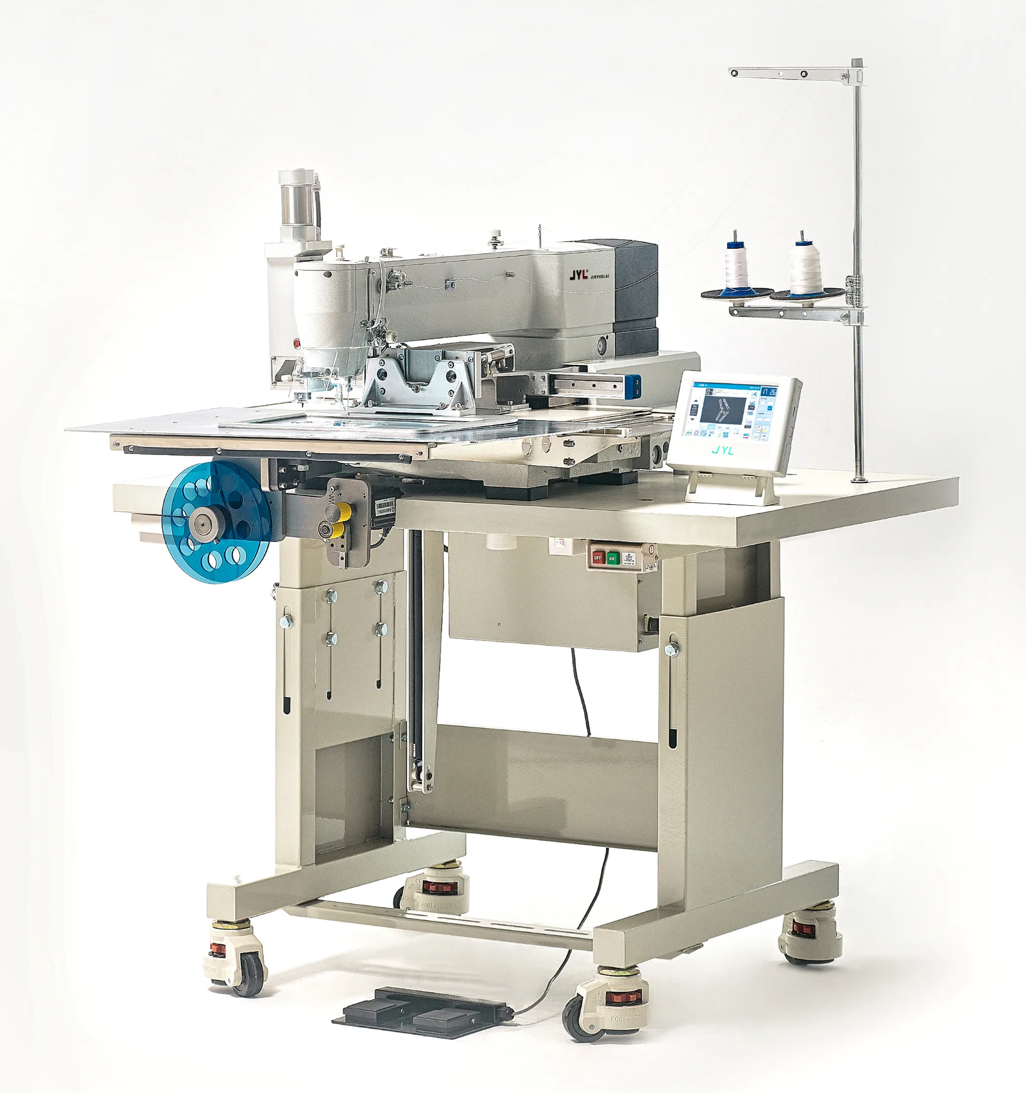 JYL-B3525G-CF высокая эффективность промышленного полный автоматический дыропробивной пресс швейная машина для сумок, туфли из PU искусственной кожи