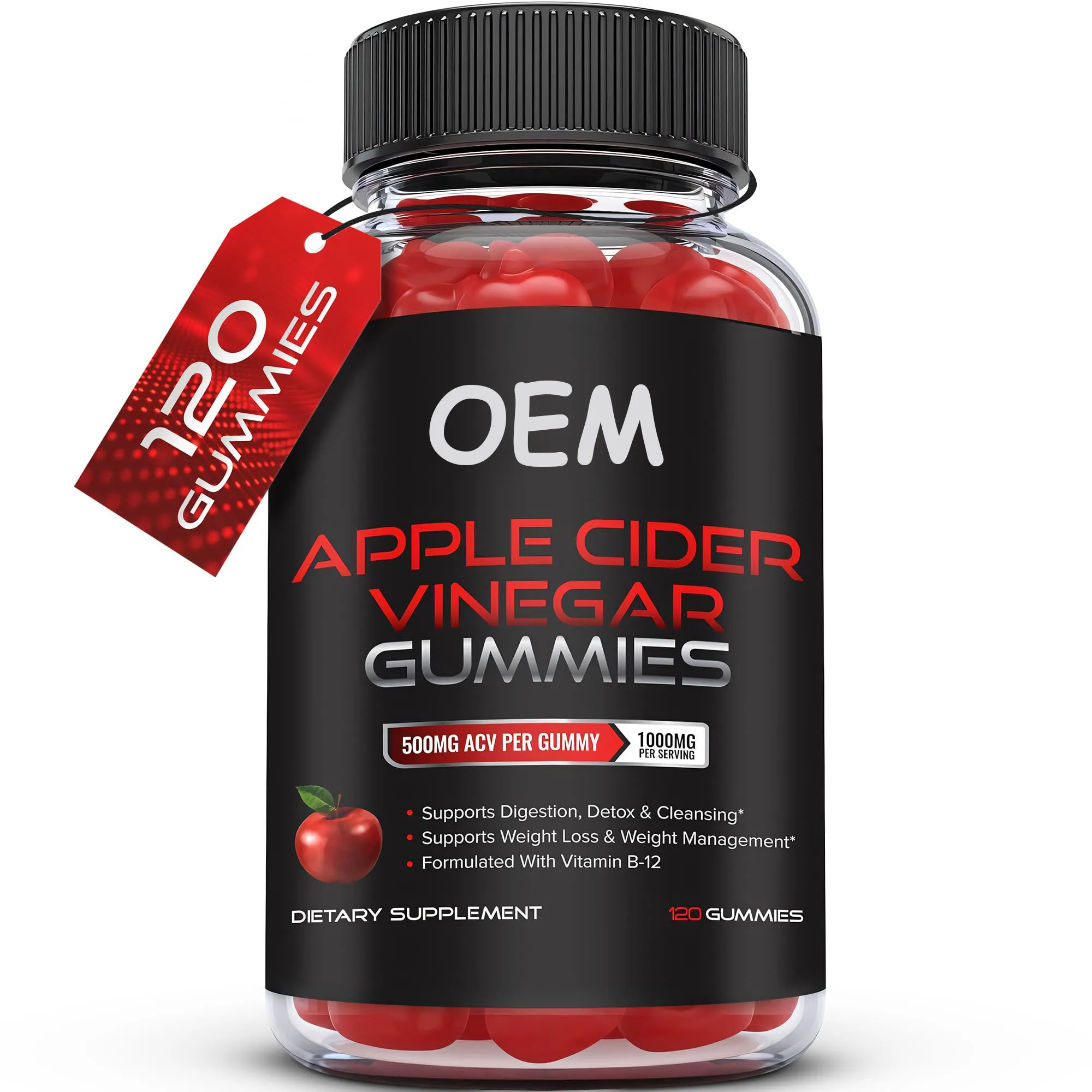 Apple Cider Vinegar Gummies for Energy & Gut Health -Aids Digestion, Detox, & Cleansing with VIT B12 & Beetroot - ACV Supplement