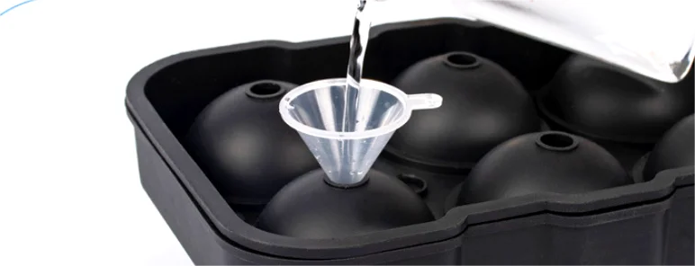 Custom Logo Food-Grade Silicone 6-Ball round Ice Cube Tray Mold Durable Silicon Ice Ball Maker with Lids for Freezer Use