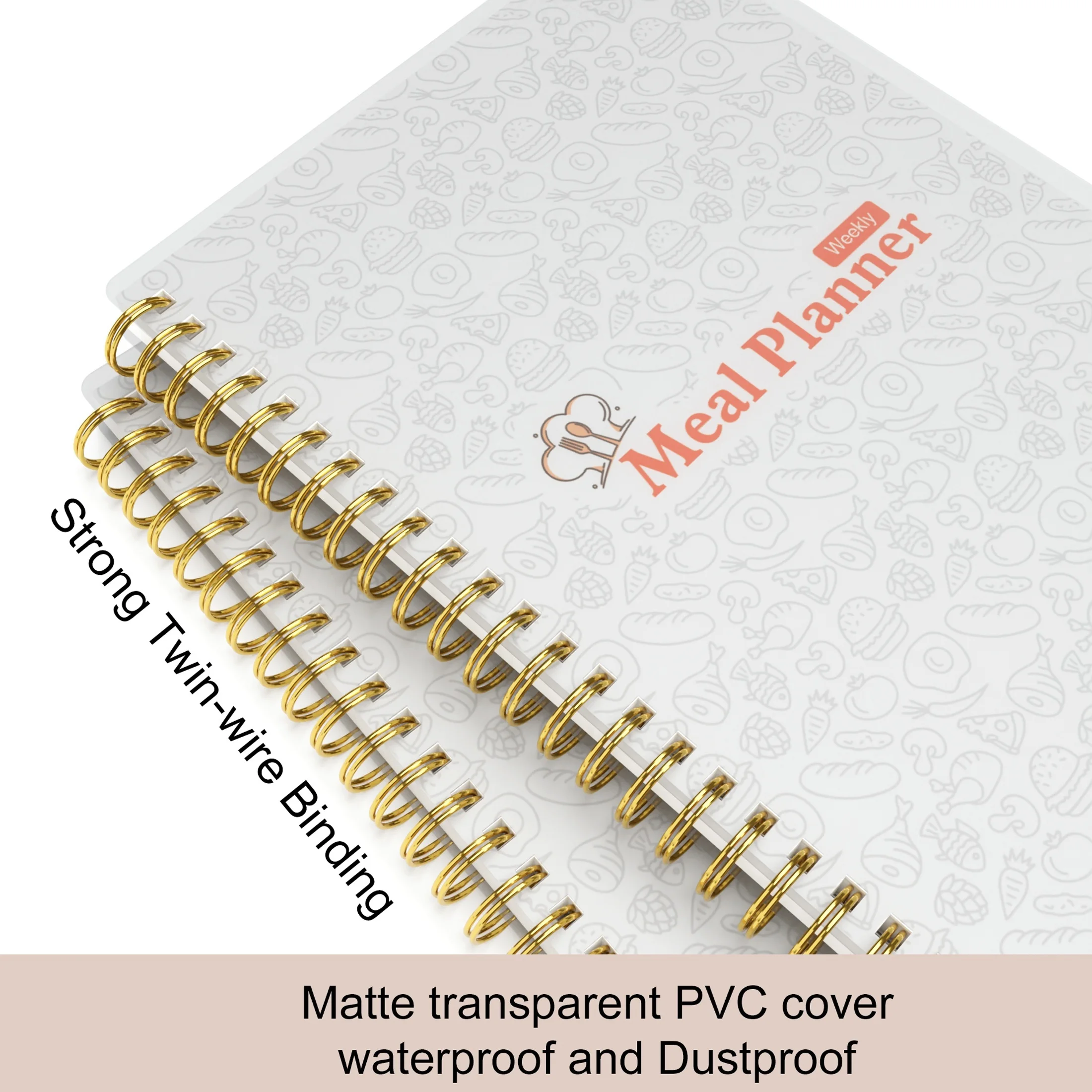 Undated A5 Spiral Weekly & Daily Meal Planner Notebook Journal with Shopping and Grocery Lists for Menu Planning Meal Tracker