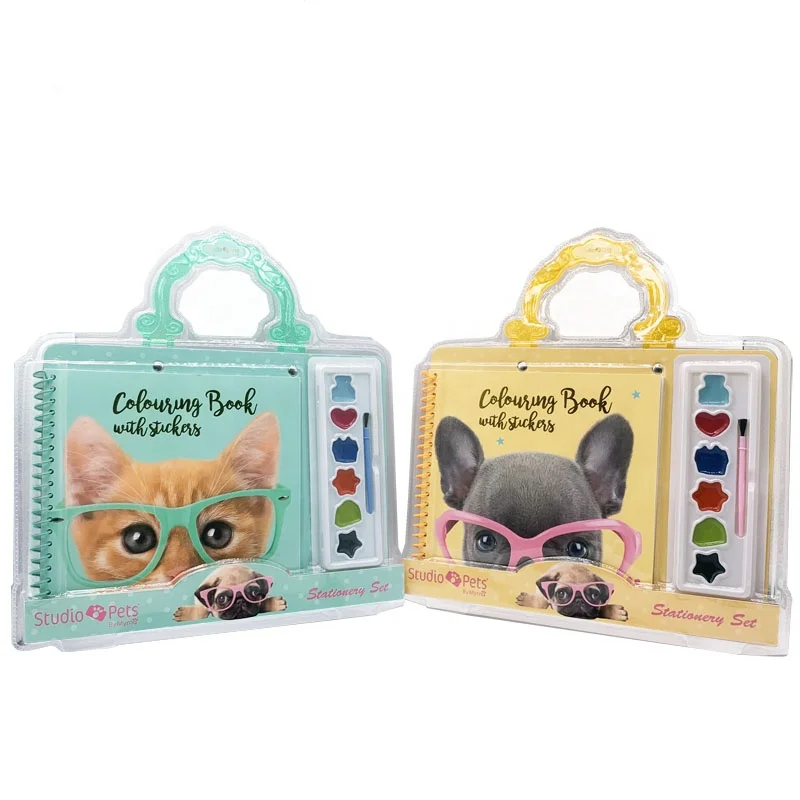 School Supplier Kawaii For Kids Art Coloring Sets Luxury Coloring Book With Stickers For Kids Drawing Stationery Set