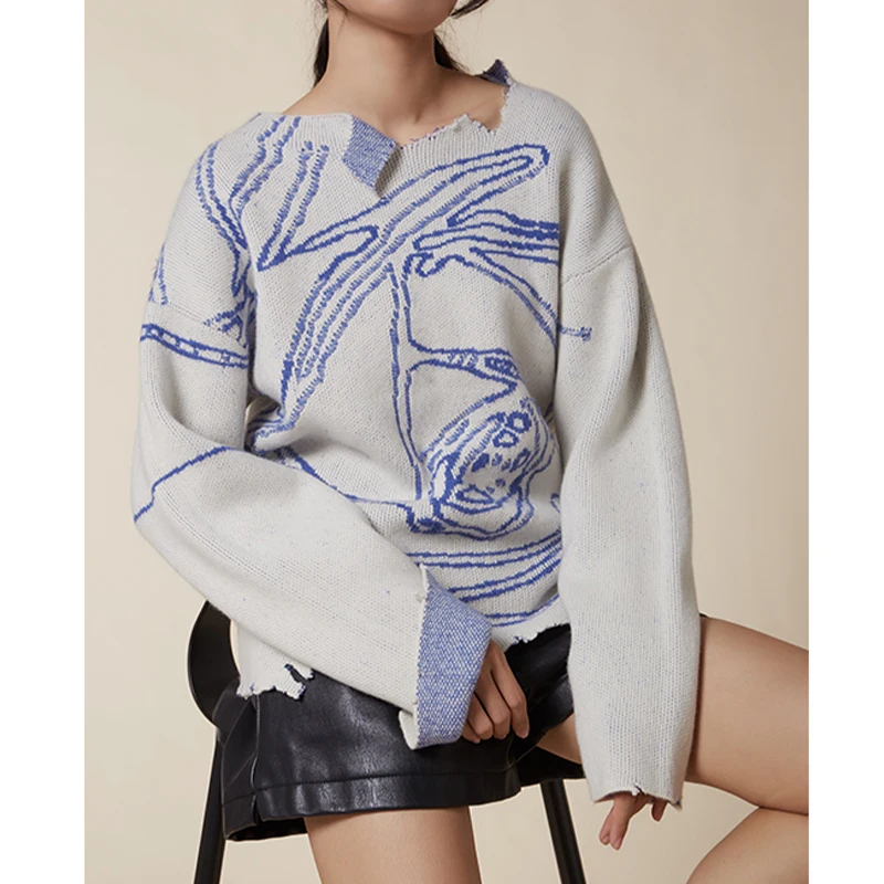
Amzon Supplier Spring Woman Cashmere Sweater Girls Baggy Knit Pullover Crewneck Sweater For Mujer 