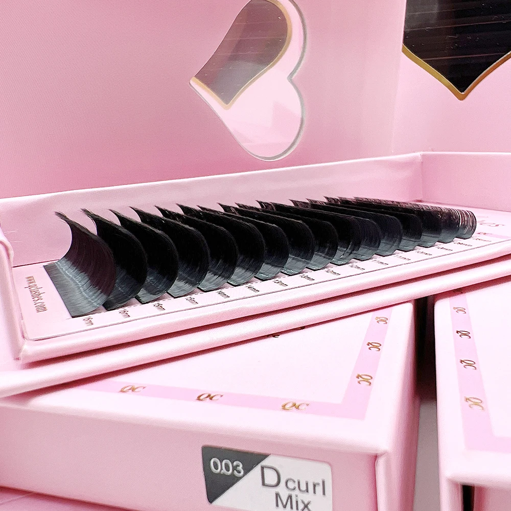 High Quality Lash Vendor 0.03 0.05 0.07 C CC D L M Curl Silk Volume Faux Mink Individual Lashes Tray Supplies Eyelash Extension