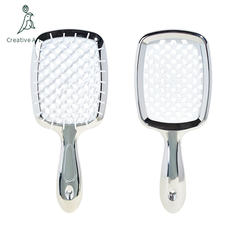 Grid Electroplating Comb Long Handle Vertical Balloon Massage Air Cushion Hair Comb Straightening Comb