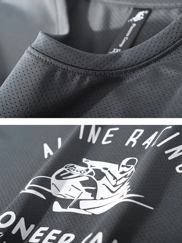 men quick-drying Sport running Casual t-shirt with a pattern Fitness mesh moisture wicking short sleeve male t-shirt